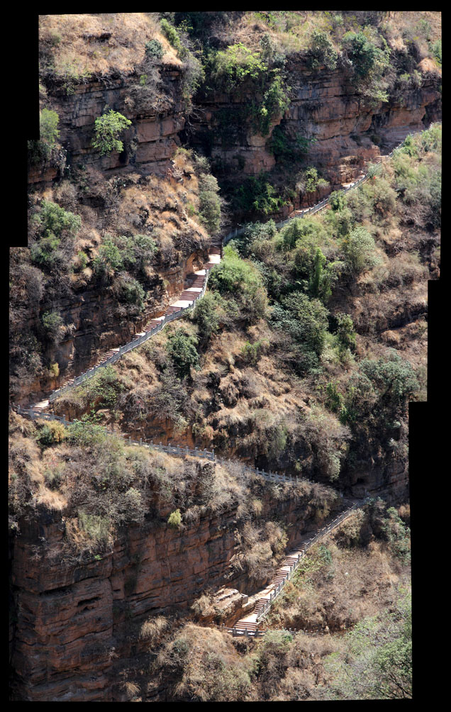 Zigzag path through the Jiyi Gorge.